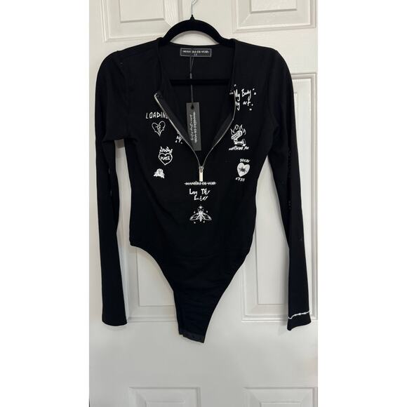 MANIERE DE VOIR Black Graffiti Bodysuit - Picture 4 of 9